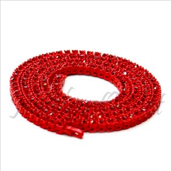 Hip Hop Fashion One Row Necklace in Red Plating Whit Red Stone