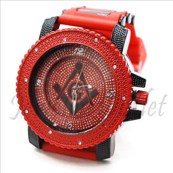 Hip Hop Fashion bling eyes Watch With Red Jelly Band Water Resistant and Stainless Steel Back Cover