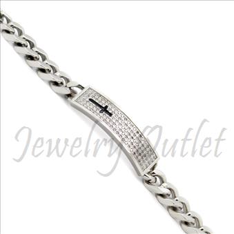 Stainless Steel Mens Bracelets With CZ