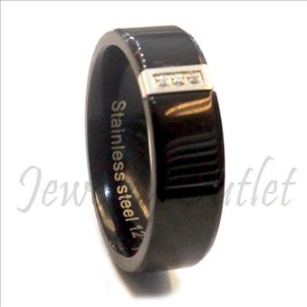 Stainless Steel Comfort Fit Band With Cubic Zirconia