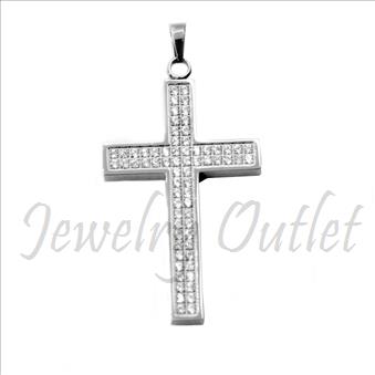 Stainless Steel Mens Cross Pendant With CNC Setting & CZ Diamonds