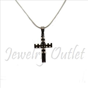 Stainless Steel Chain and Charm Combo Set Includes 24 Inch Length Snake Chain With an Approximately 1.2 Inch Cross Pendant