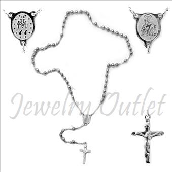 Stainless Steel Rosario Beautiful Shiny 24 inches Rosary Chain and 6 inches dangling part with Cross