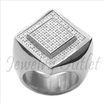 Stainless Steel Mens Ring With Cubic Zirconia