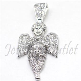 Hip Hop Angel Fashion Pendant Silver Plating With Cubic Zirconia