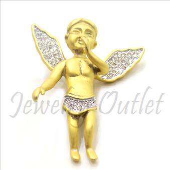 Hip Hop Angel Fashion Pendant Gold Plating With Cubic Zirconia