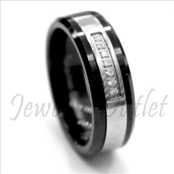 Tungsten Carbide Mens Ring Beveled Edges & Comfort Fit Ring