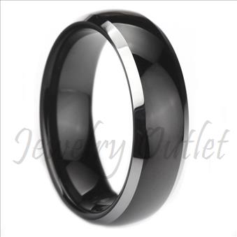 Tungsten Carbide Mens Ring Beveled Edges & Comfort Fit Ring