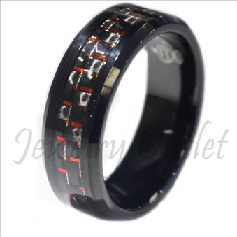 Tungsten Carbide ring with carbon fiber Inlay